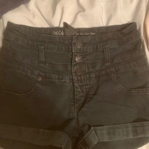 Womans black denim shorts